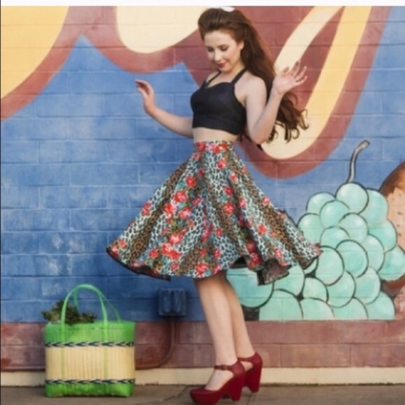 NWT Leopard print high-rise midi skirt, USA made - Picture 3 of 4